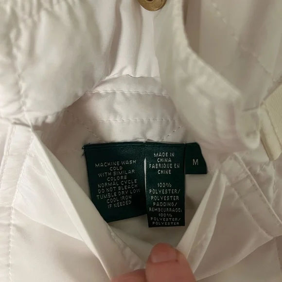 Ralph Lauren Vest- White‎ Quilted Orange Lining Full Zip Women Medium - Picture 10 of 13